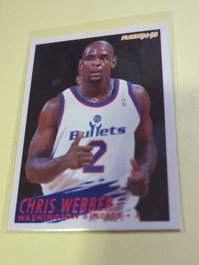 Fleer 94-95 Chris Webber Basketball Trading Card #387 White/Blue Jersey NM
